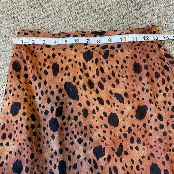 Forever 21 Leopard Print Asymmetrical Ruffle Silky Skirt Size S Fairy - Picture 2 of 6